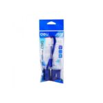 Pix cu bila Deli 6791, 0.5mm, cu suport birou, corp transparent, grip cauciucat, scris albastru - imagine 7